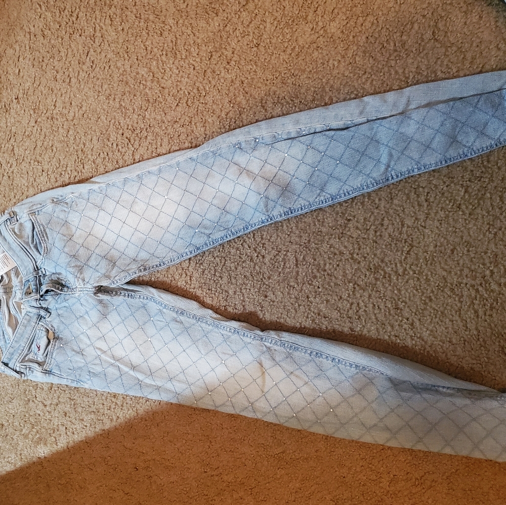 Hollister Bejeweled Light Skinny Jeans
